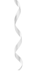 One white satin ribbon isolated on white