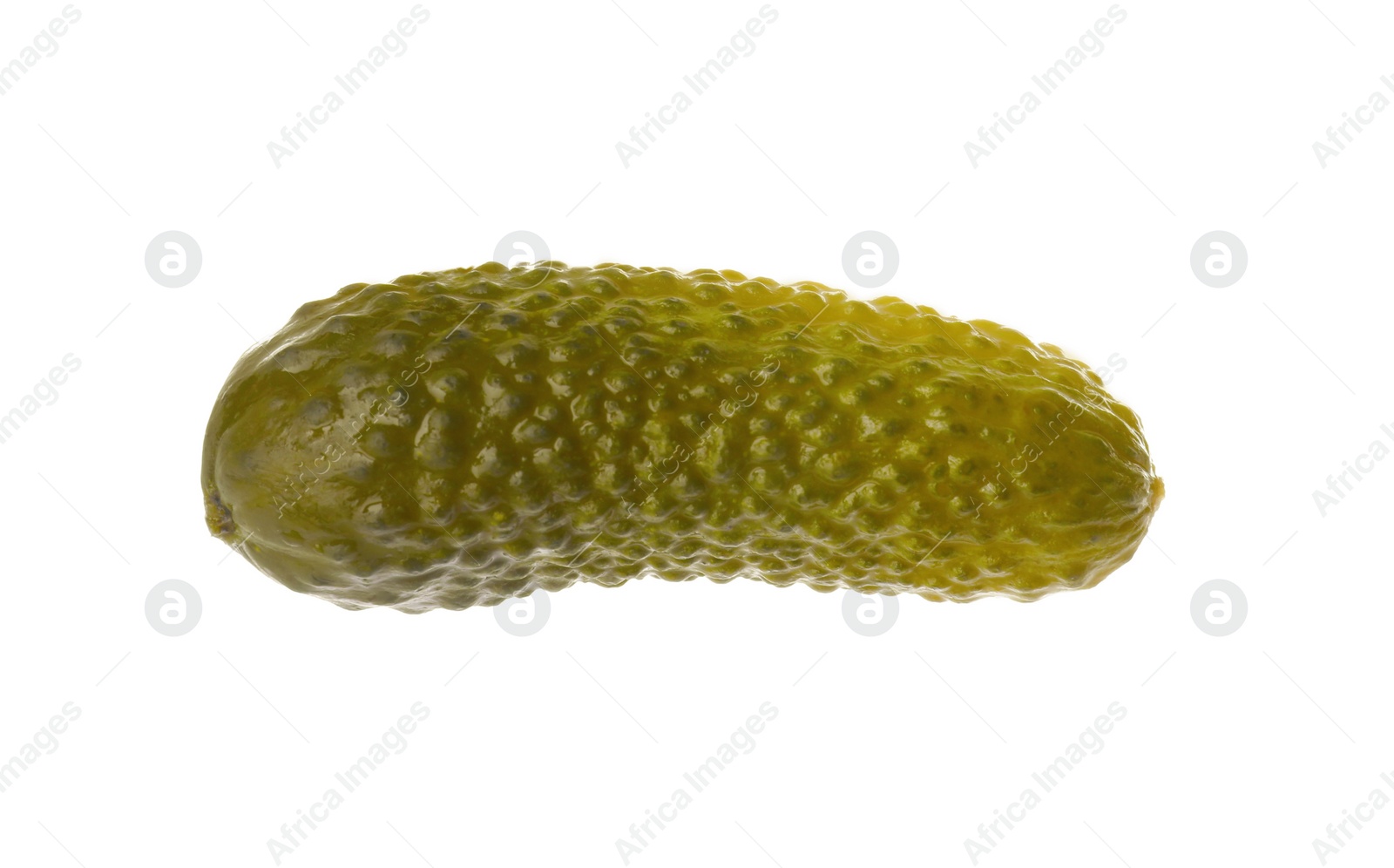 Photo of Tasty crunchy pickled cucumber isolated on white