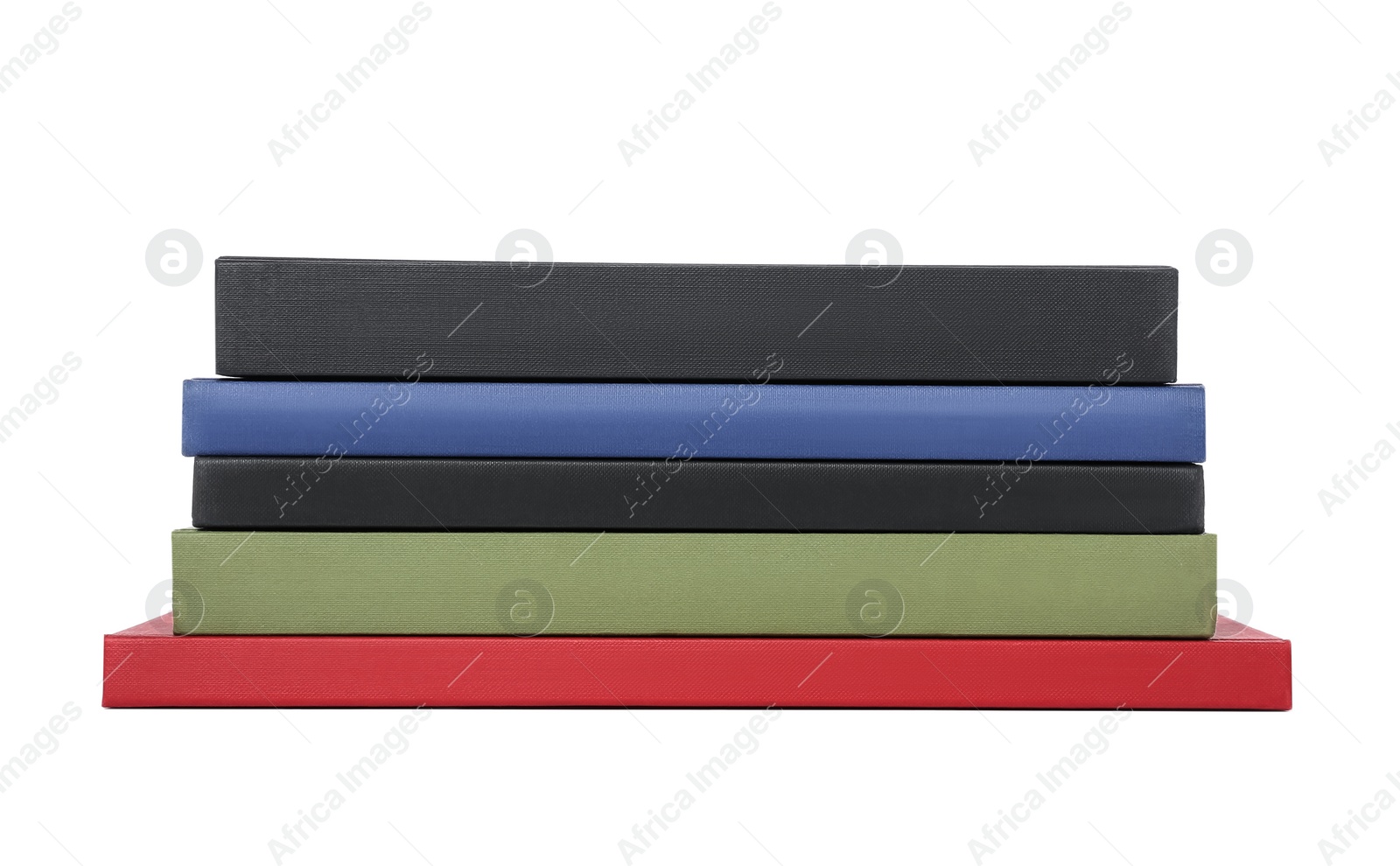 Photo of Stack of different hardcover books on white background