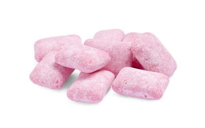 Tasty pink bubble gums isolated on white