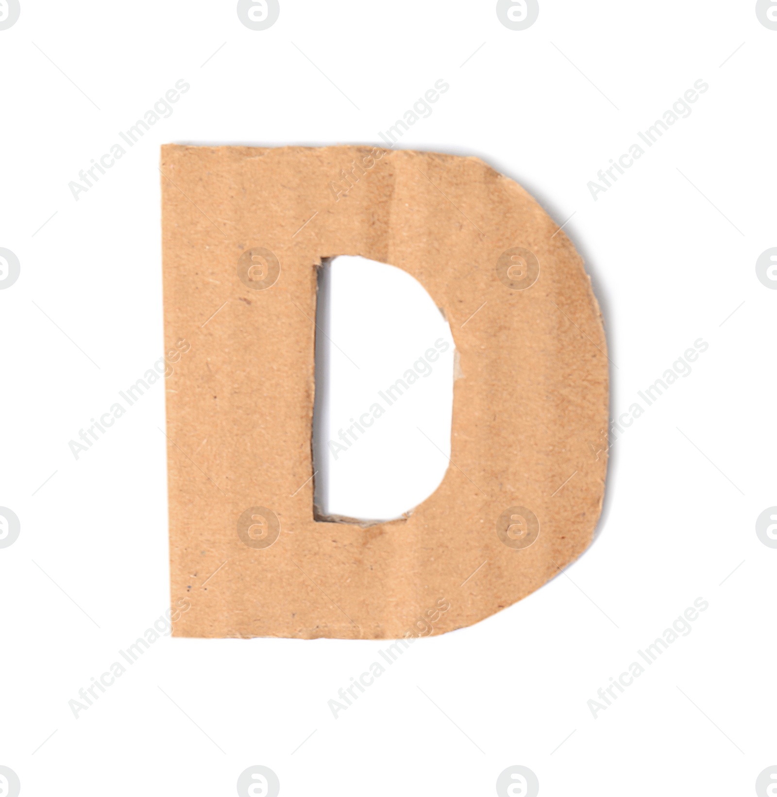 Photo of Letter D made of cardboard on white background