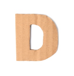 Photo of Letter D made of cardboard on white background