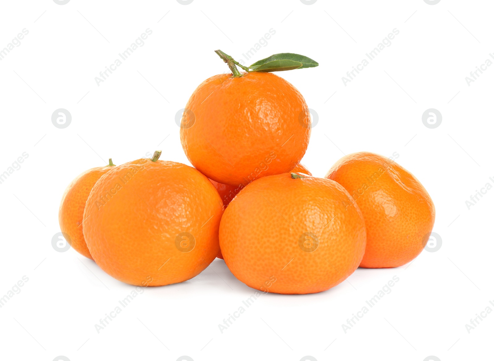 Photo of Pile of fresh juicy tangerines isolated on white