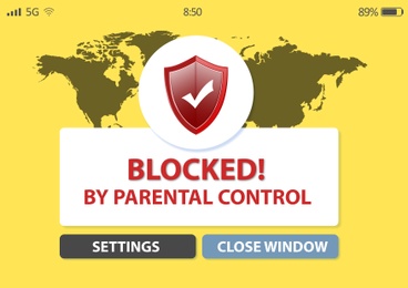 Illustration of Parental control. Blocked screen of gadget for child safety, illustration 