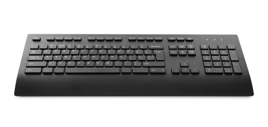 Modern black computer keyboard isolated on white