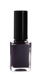 Purple nail polish in bottle isolated on white