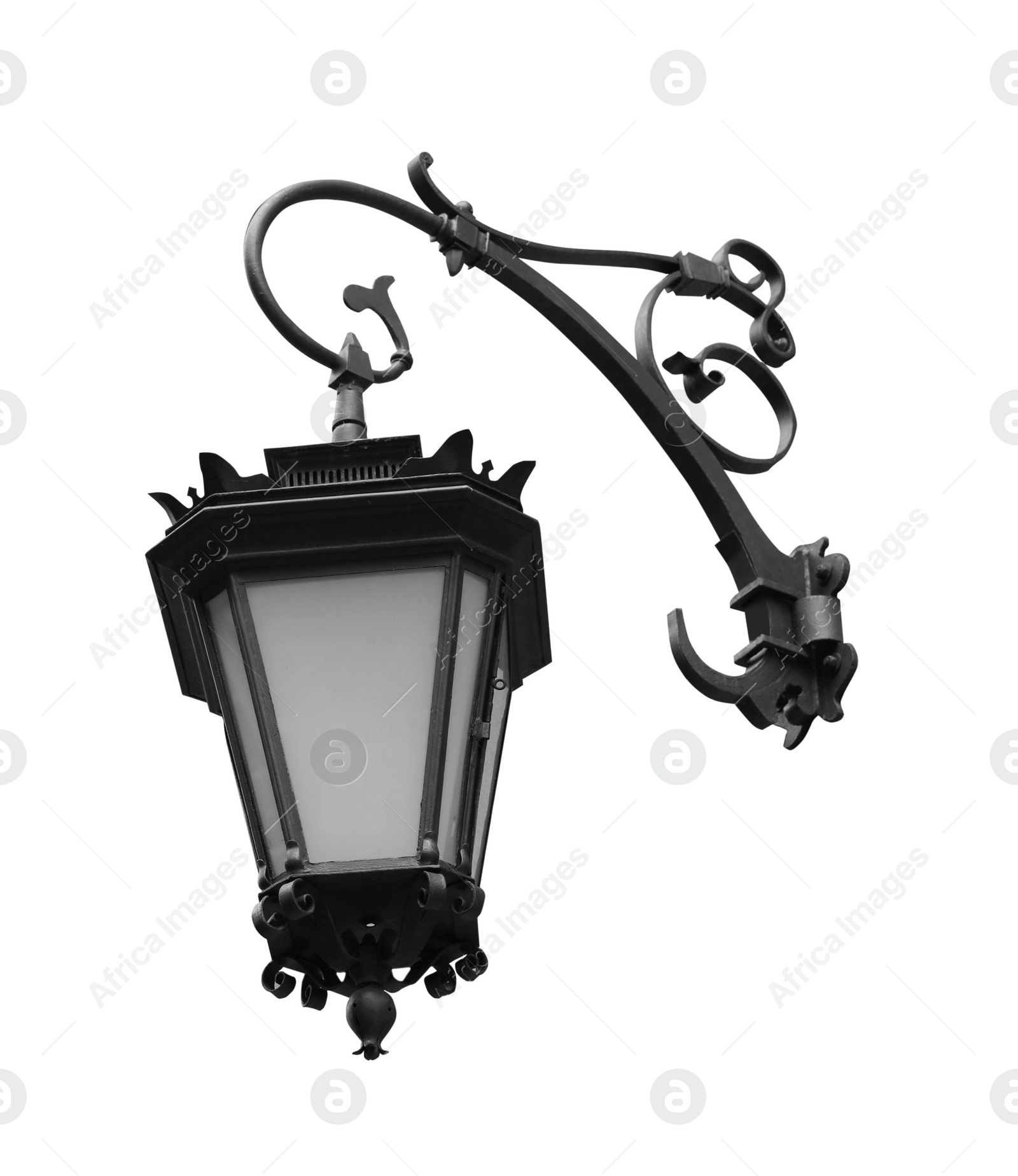 Image of Beautiful street lamp in retro style on white background