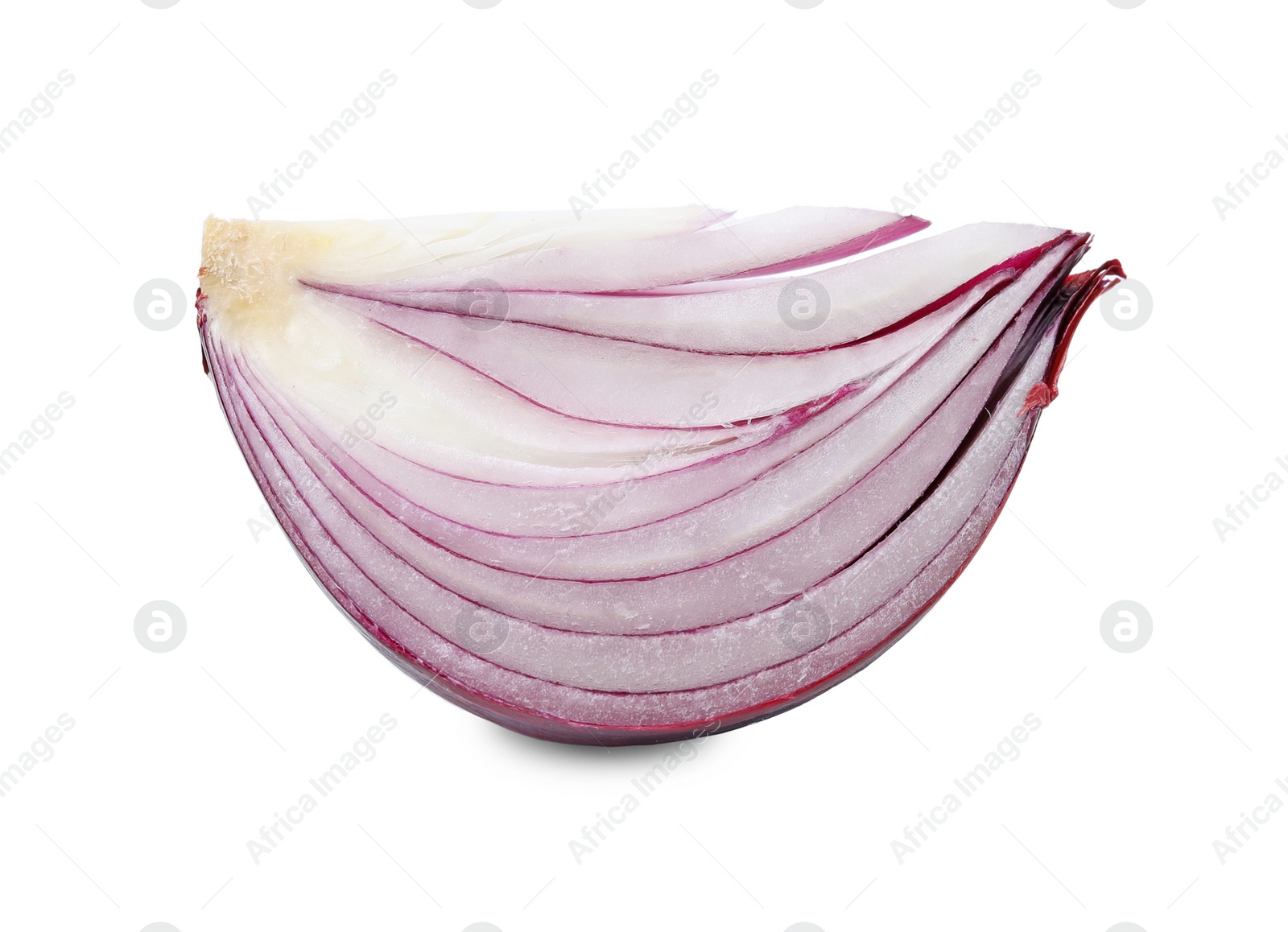 Photo of Fresh cut red onion isolated on white