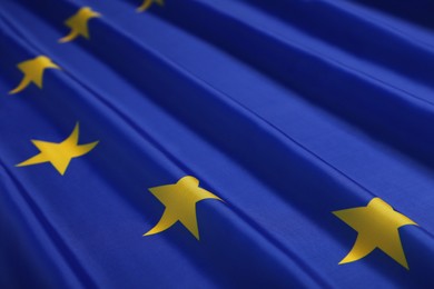 Flag of European Union as background, closeup view