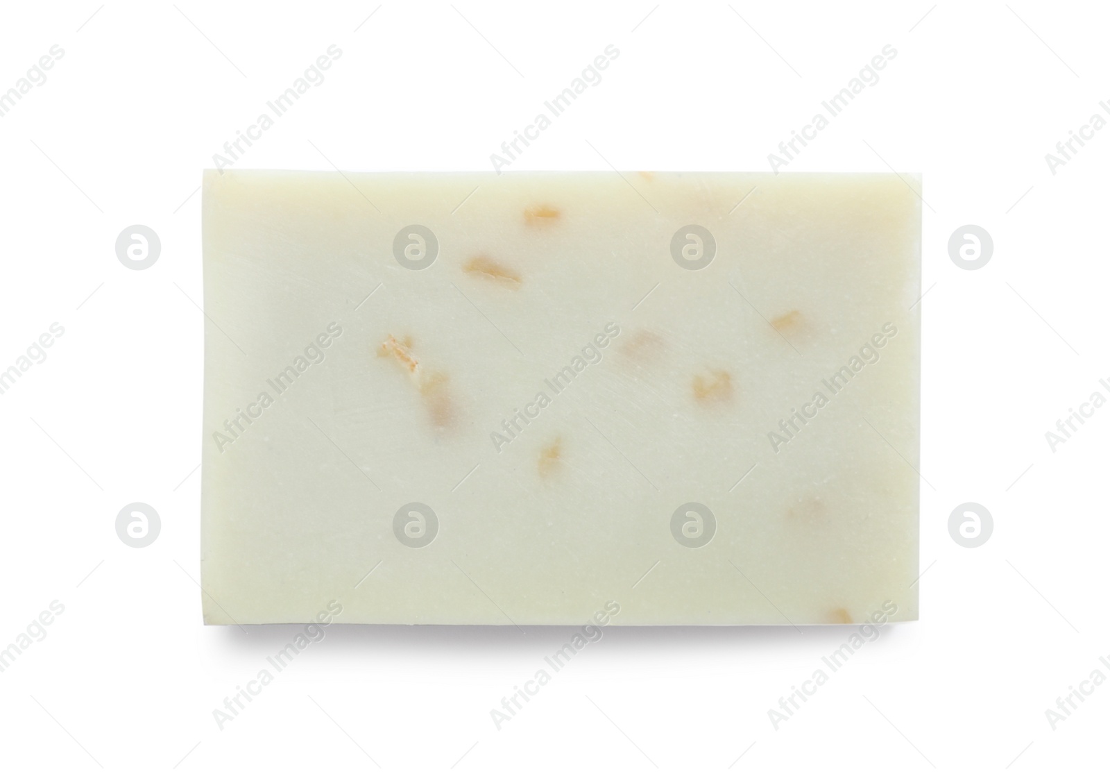 Photo of Soap bar on white background, top view. Personal hygiene