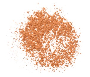 Photo of Dry aromatic cinnamon powder isolated on white, top view