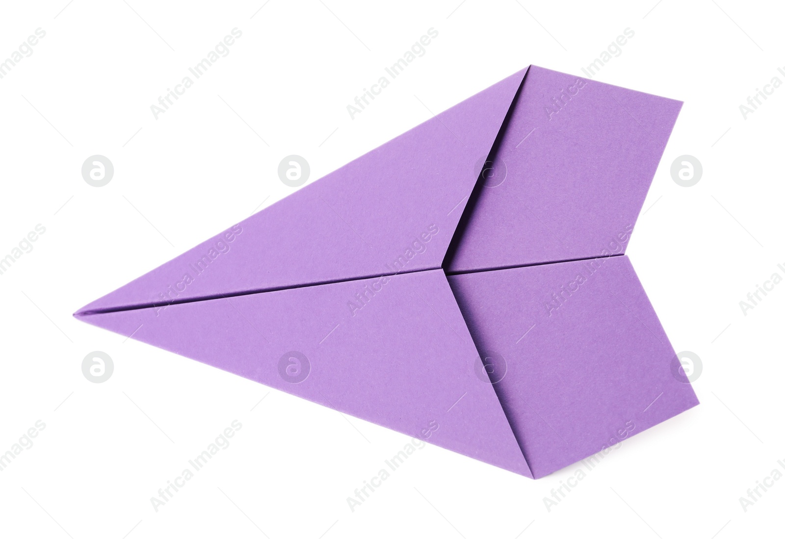 Photo of Handmade purple paper plane isolated on white