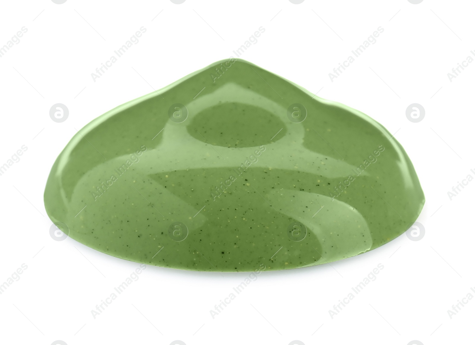 Photo of Sample of green paint on white background