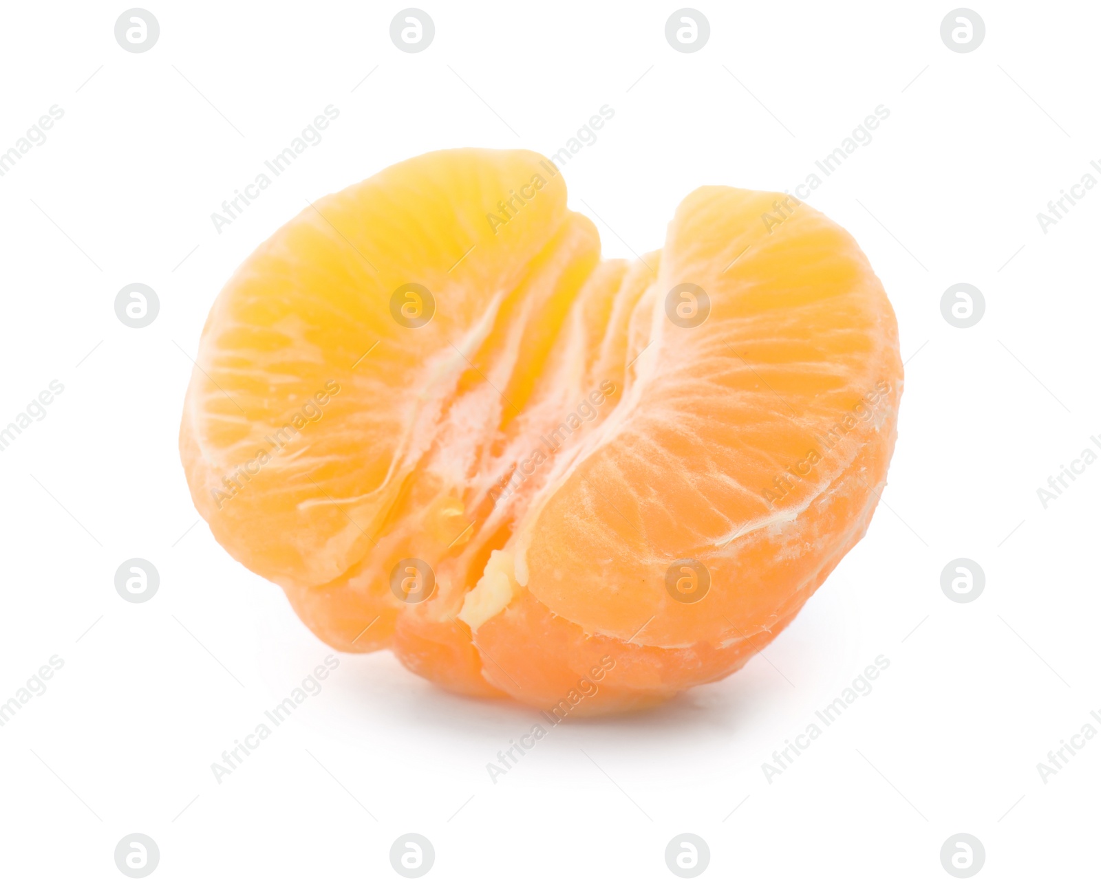 Photo of Half of fresh ripe tangerine on white background