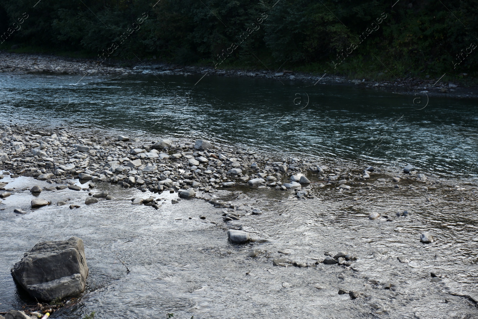 Photo of Picturesque view of small river with rocks