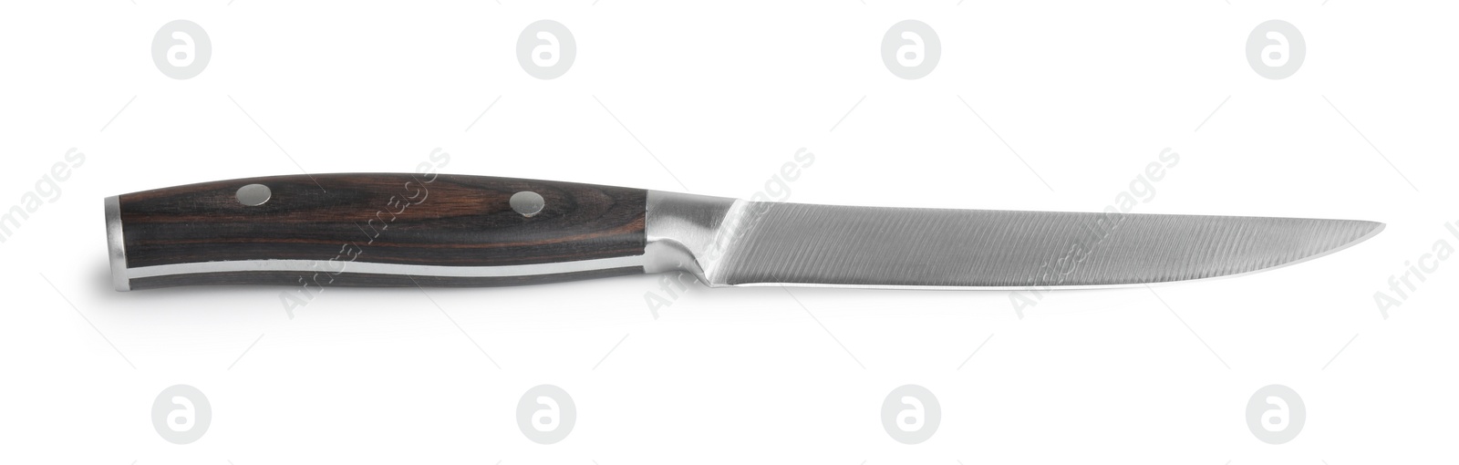 Photo of One knife with wooden handle isolated on white