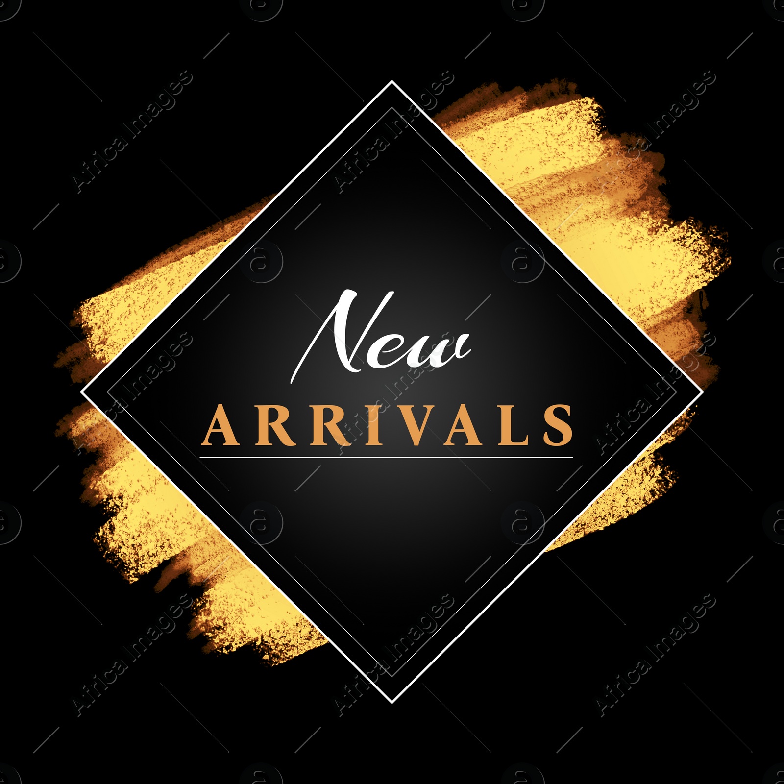 Image of New arrivals flyer design with text on black background