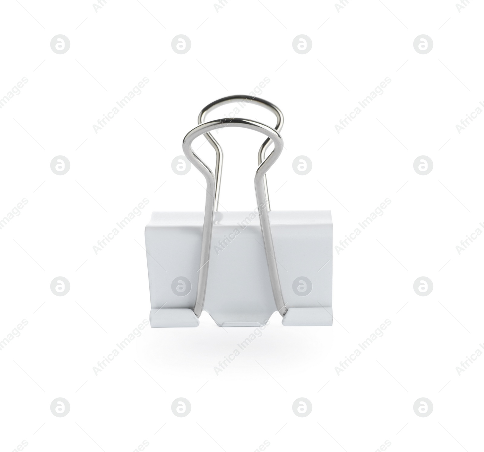 Photo of One binder clip isolated on white. Stationery item