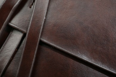 Photo of Texture of brown leather as background, closeup