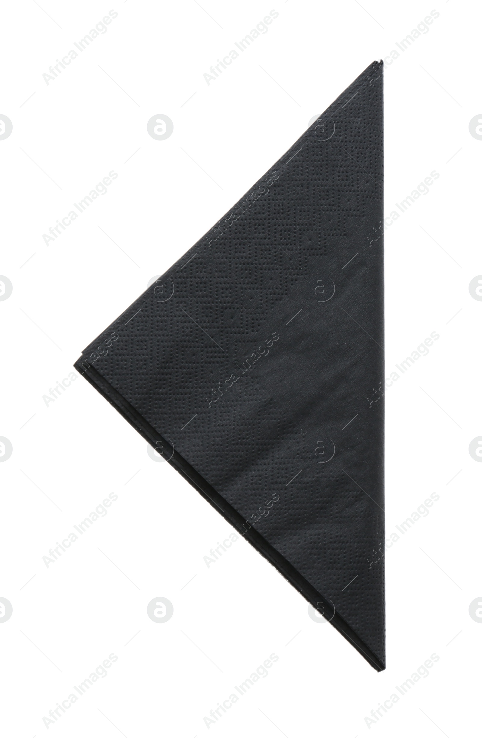 Photo of Folded black clean paper tissue isolated on white, top view