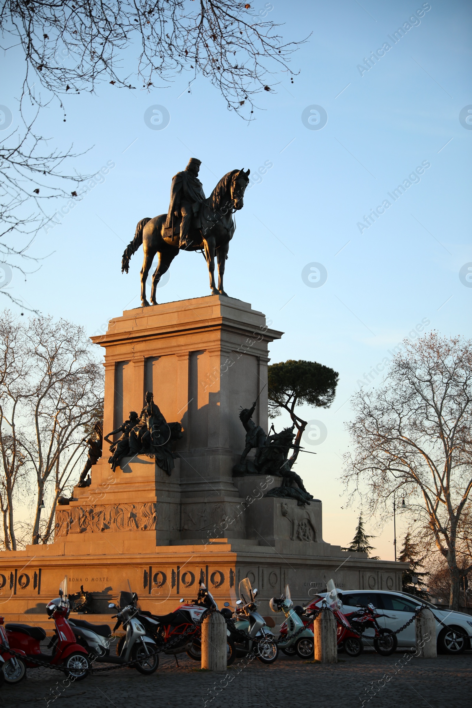 Photo of Rome, Italy - February 4, 2024 : Garibaldi monument and parked vehicles outdoors