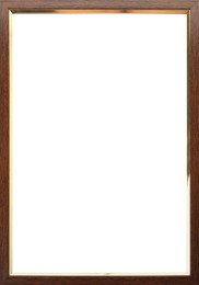 Image of Wooden frame with blank white background. Mockup for design