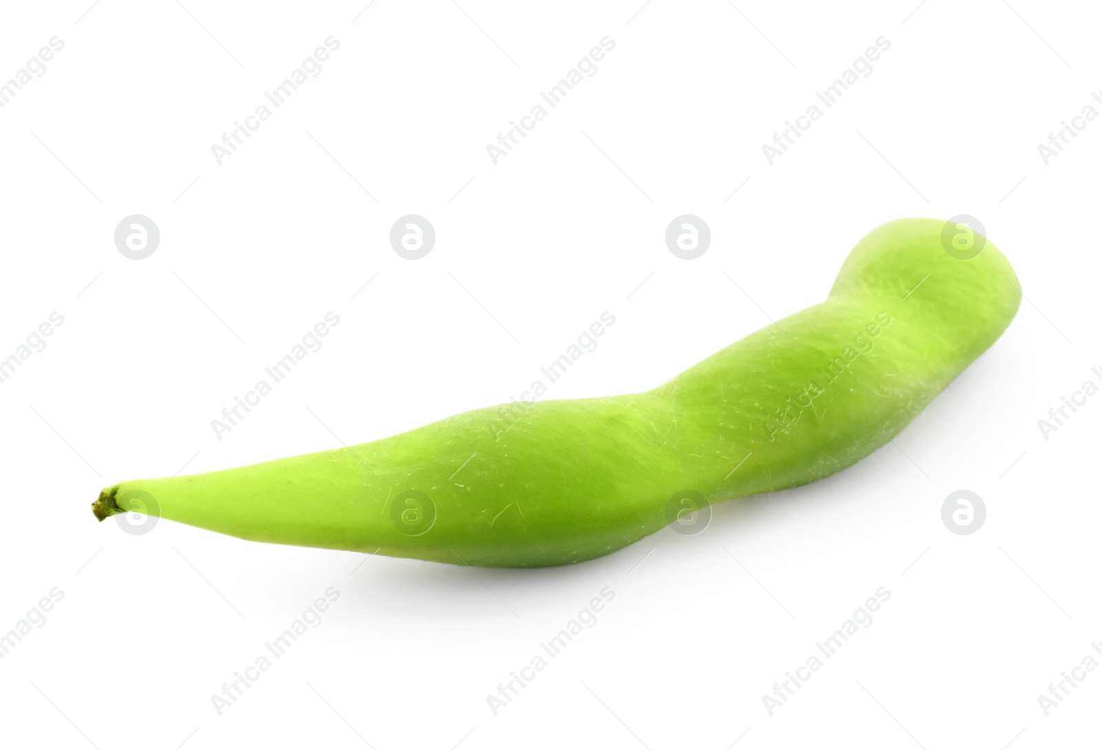 Photo of Raw green edamame pod on white background