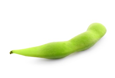 Photo of Raw green edamame pod on white background