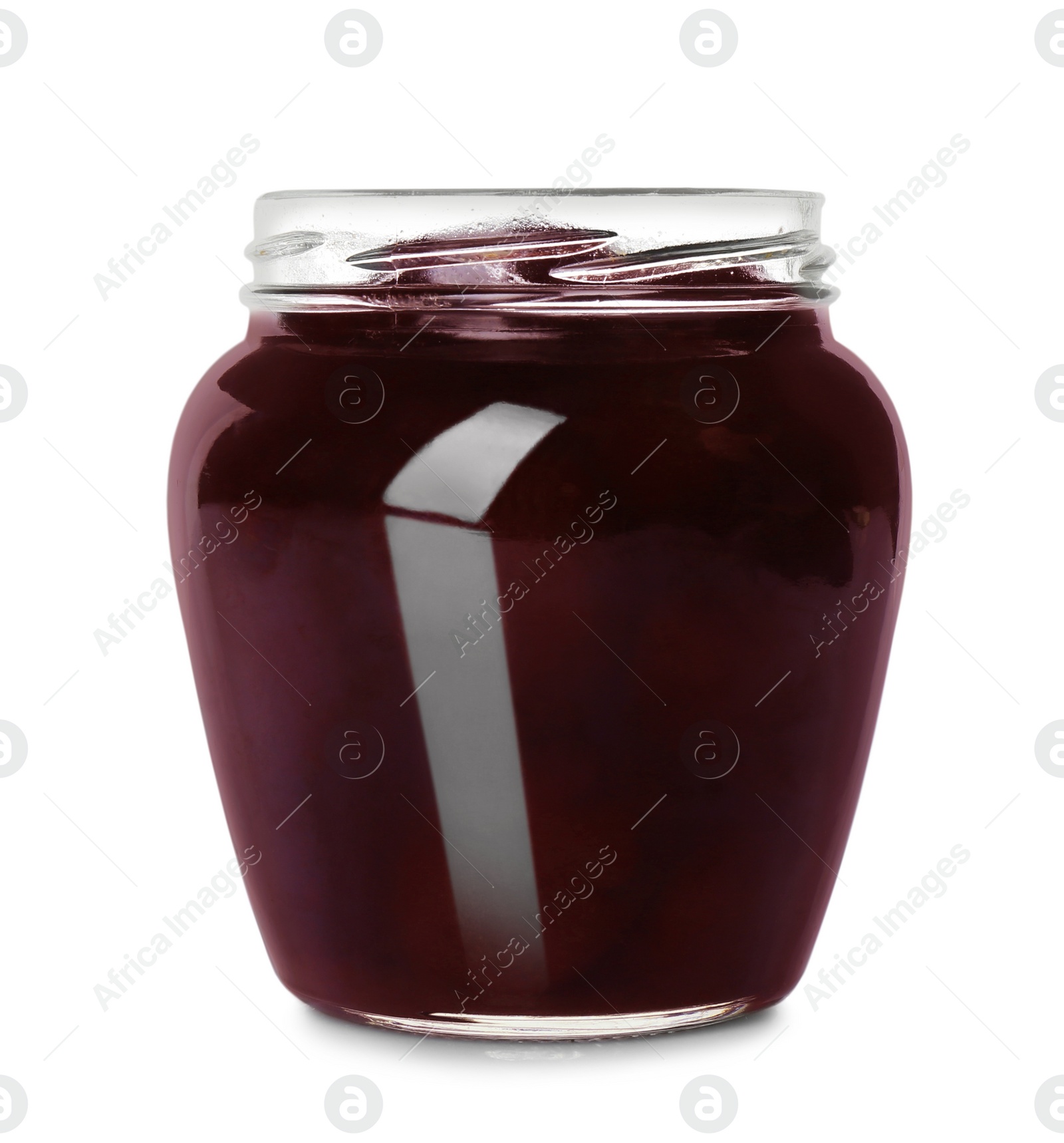 Photo of Jar of apple jam isolated on white