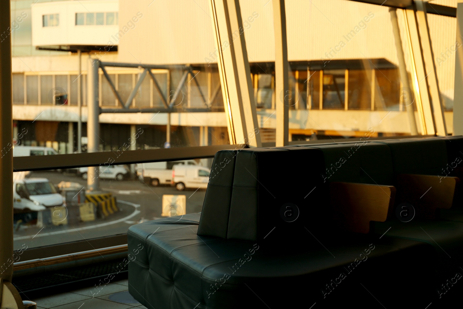 Photo of Interior of modern airport terminal. Air travel