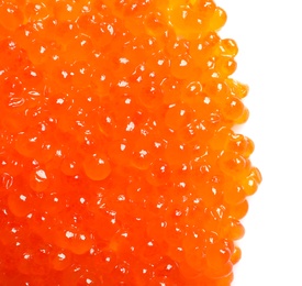 Photo of Delicious red caviar on white background