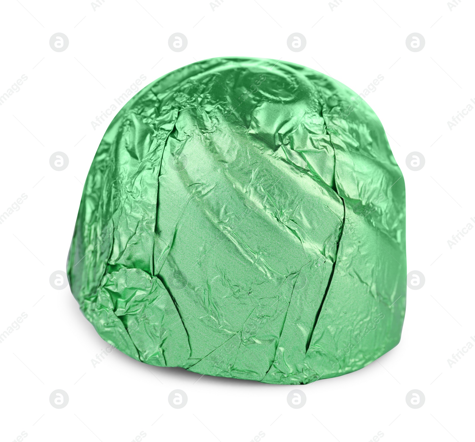 Photo of Candy in light green wrapper isolated on white