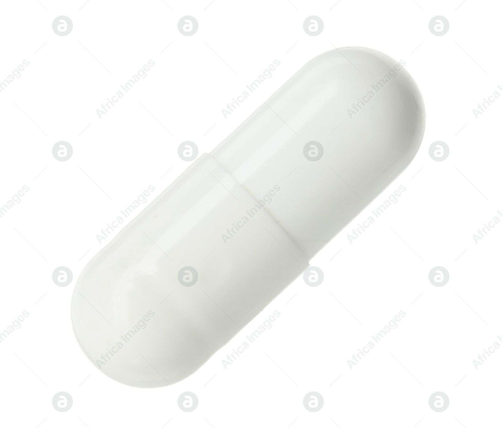 Photo of One vitamin capsule isolated on white. Health supplement