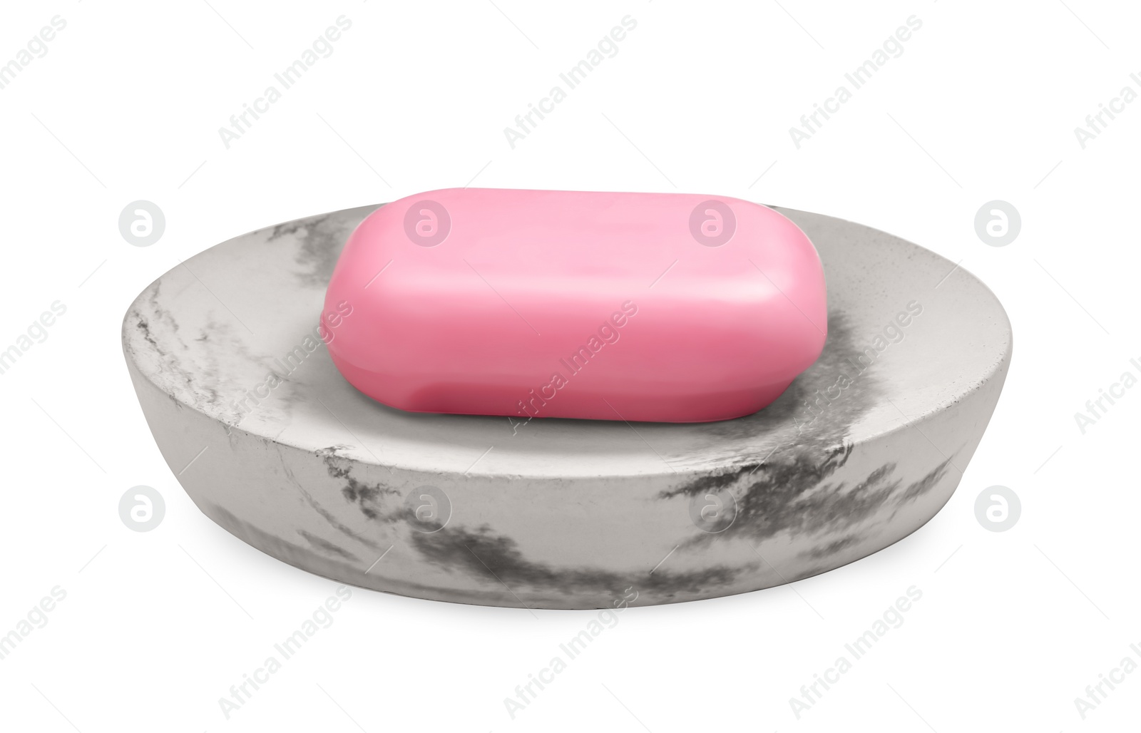 Photo of Holder with soap bar on white background