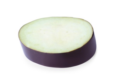 Photo of Slice of ripe eggplant isolated on white