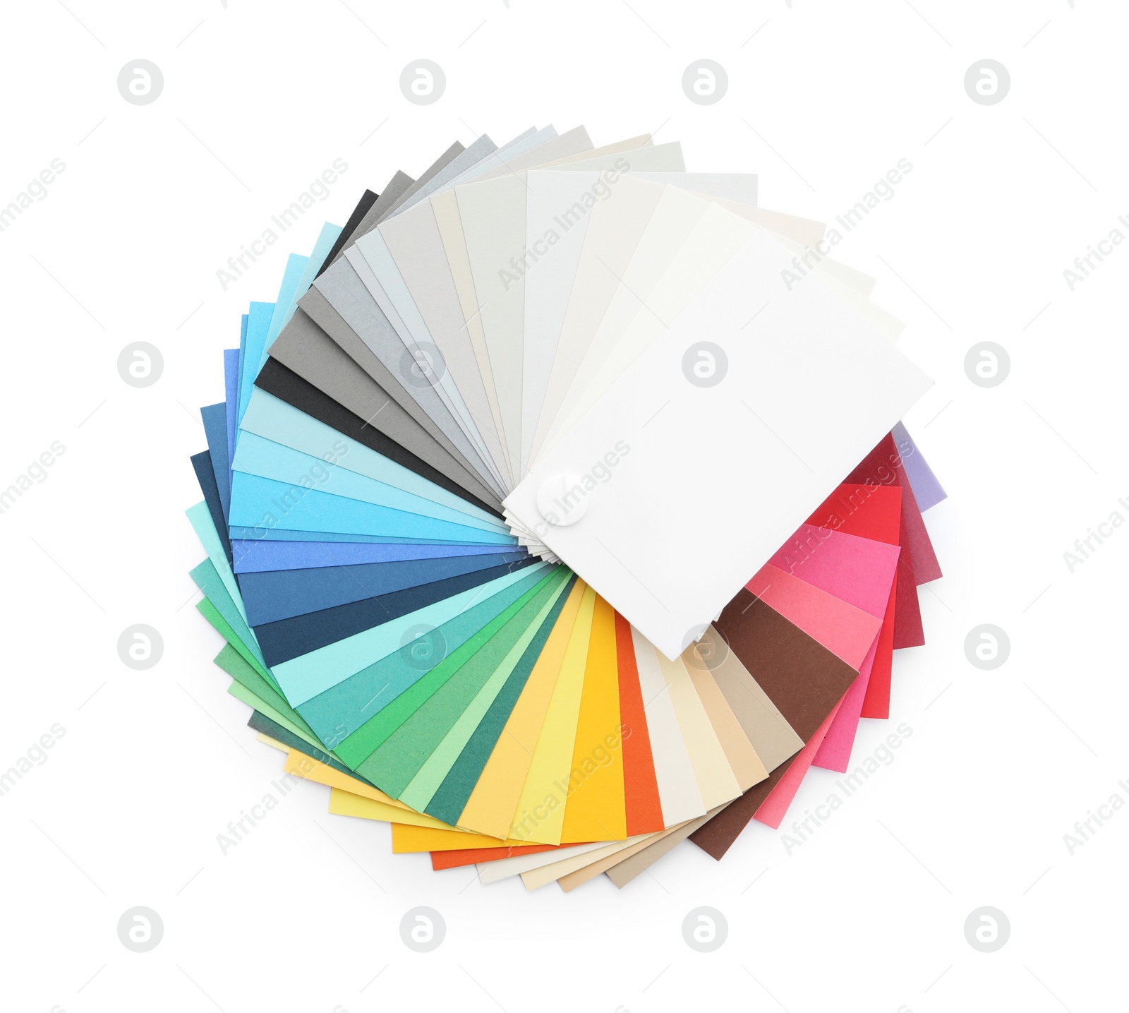 Photo of Color palette samples isolated on white, top view