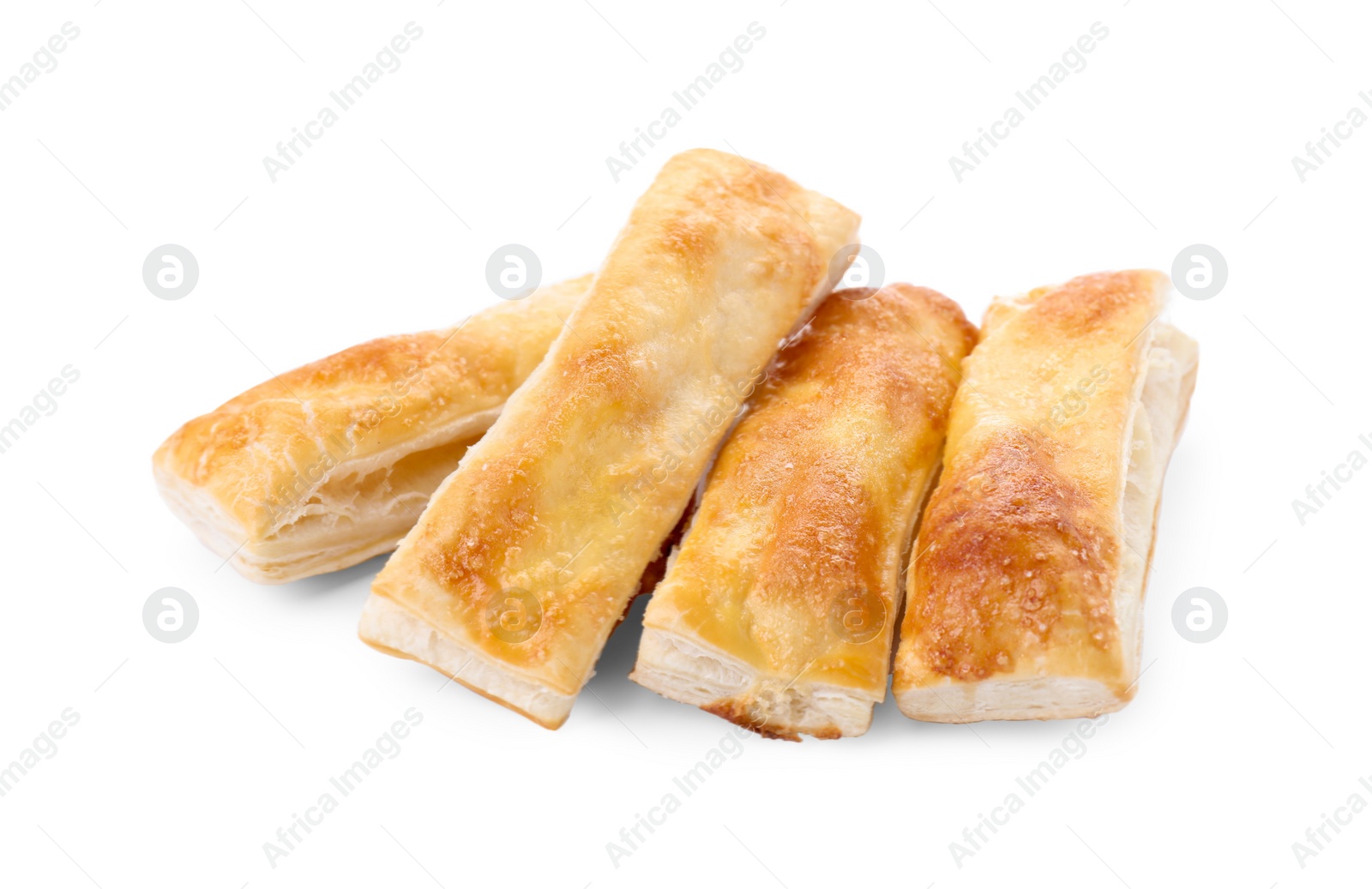 Photo of Delicious fresh puff pastries isolated on white