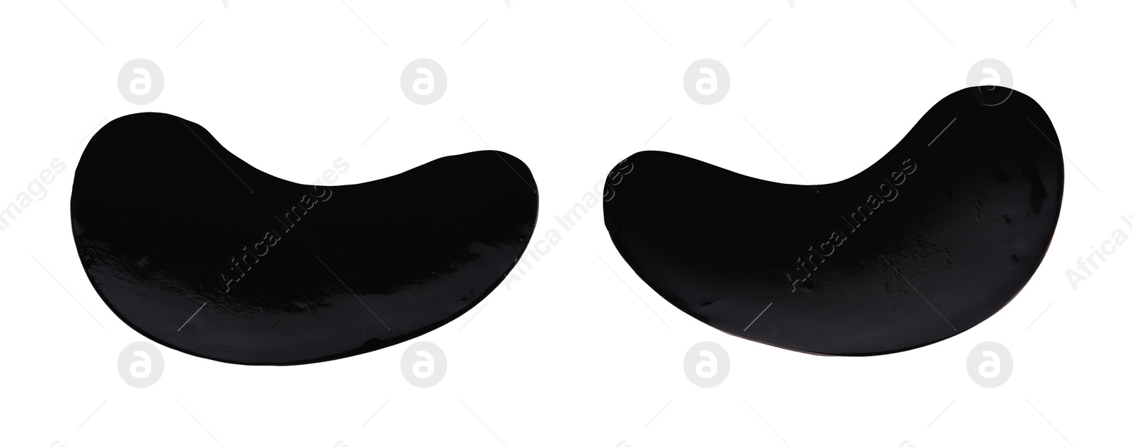 Photo of Black under eye patches on white background, top view. Cosmetic product