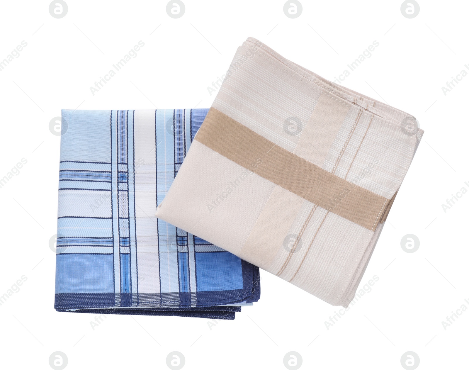 Photo of Stylish handkerchiefs on white background, top view