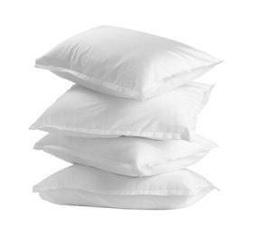 Photo of Stack of soft pillows isolated on white