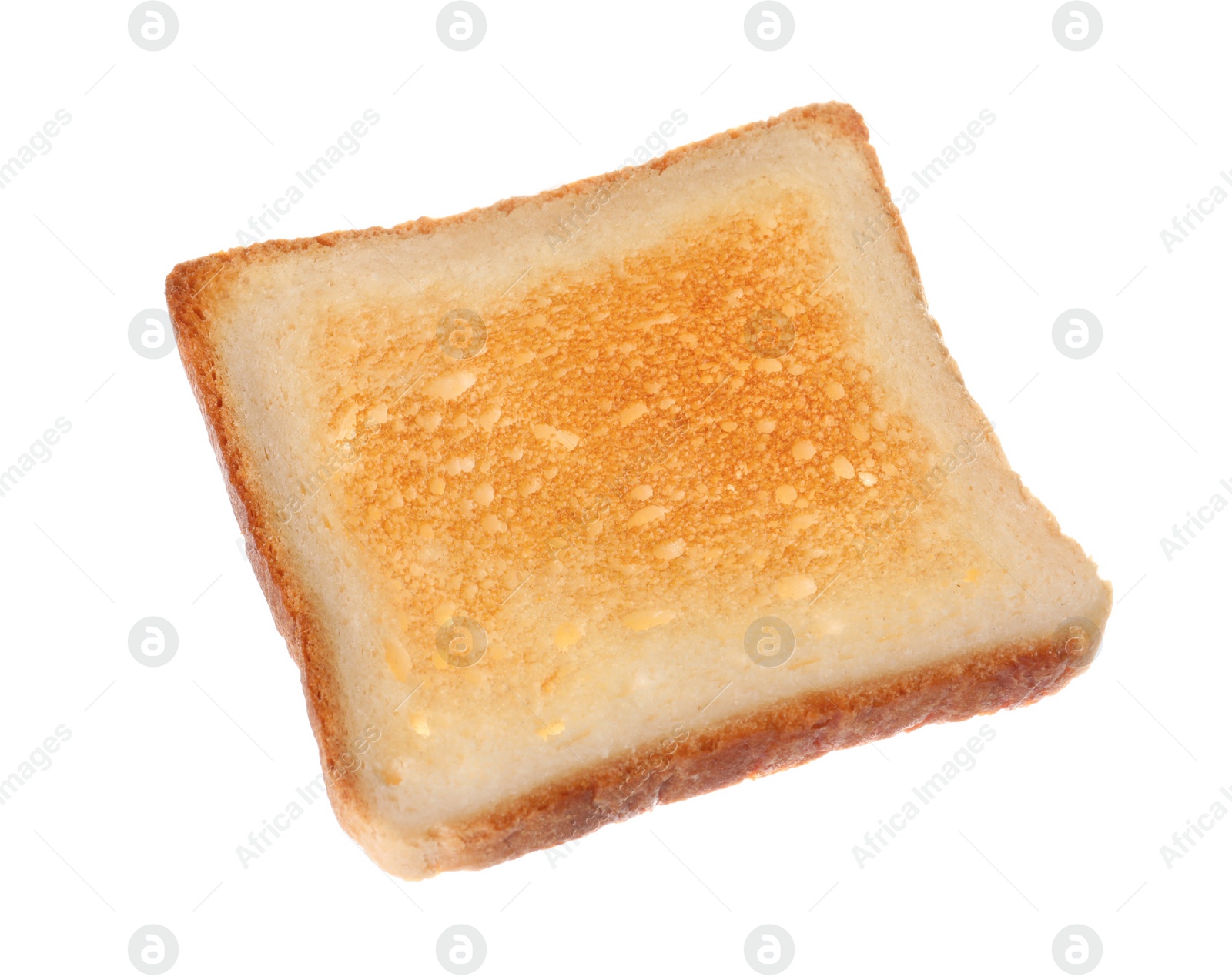 Photo of Slice of delicious toasted bread isolated on white