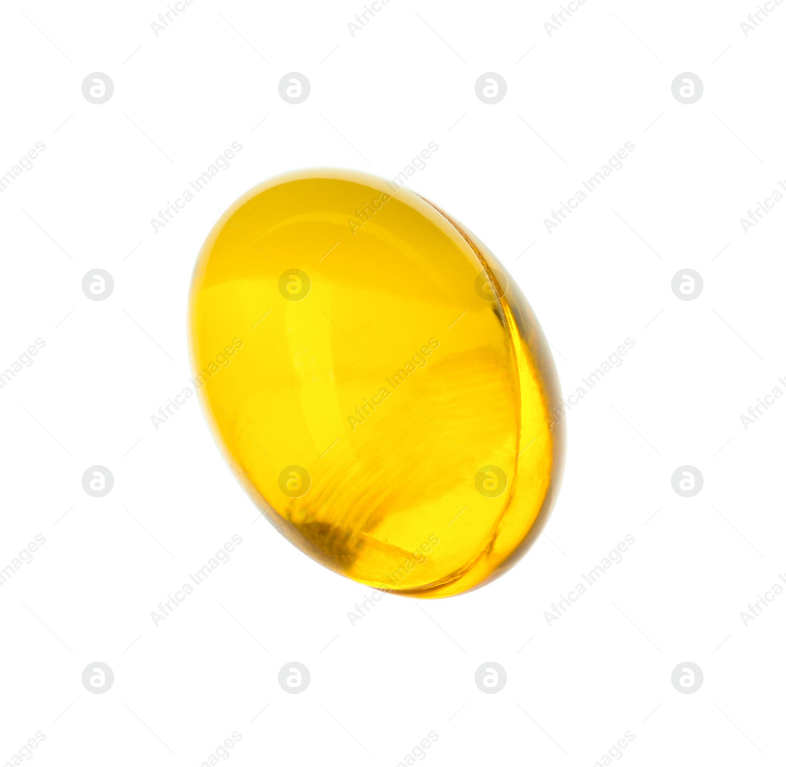 Photo of One vitamin capsule isolated on white. Health supplement