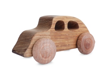 Wooden car isolated on white. Child's toy