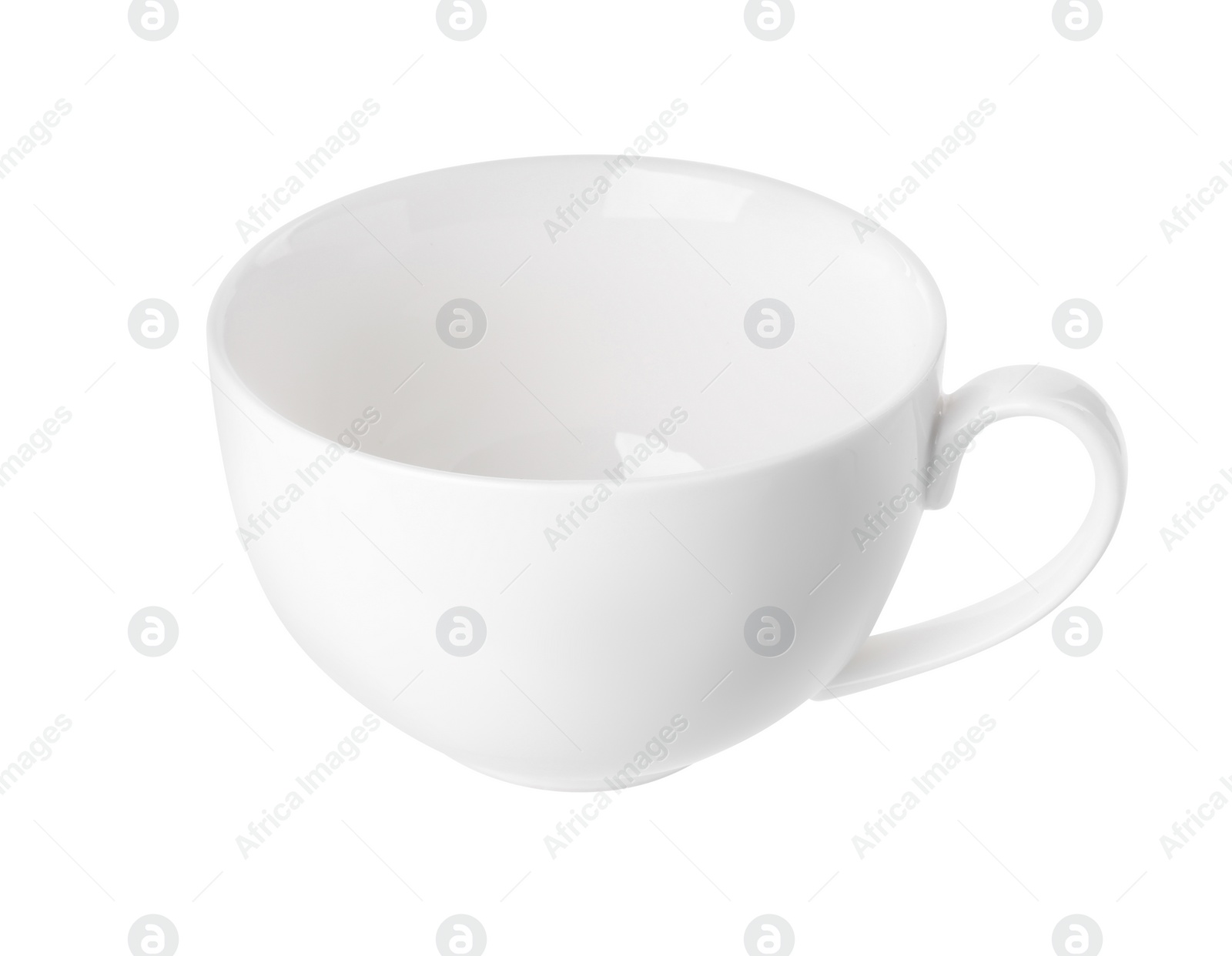 Photo of Ceramic cup isolated on white. Cooking utensil