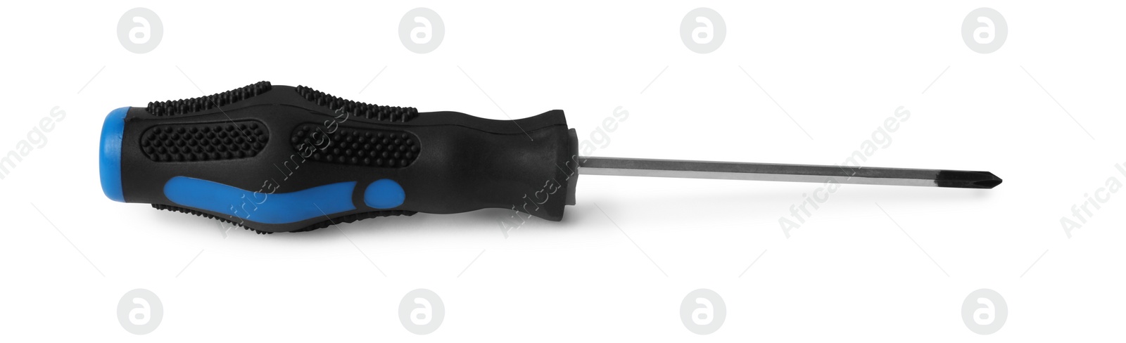 Photo of One screwdriver with color handle isolated on white