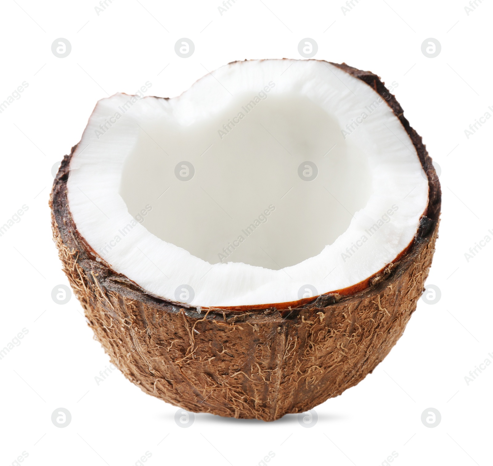 Photo of Half of ripe coconut isolated on white