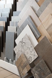 Photo of Many samples of tiles on display in store