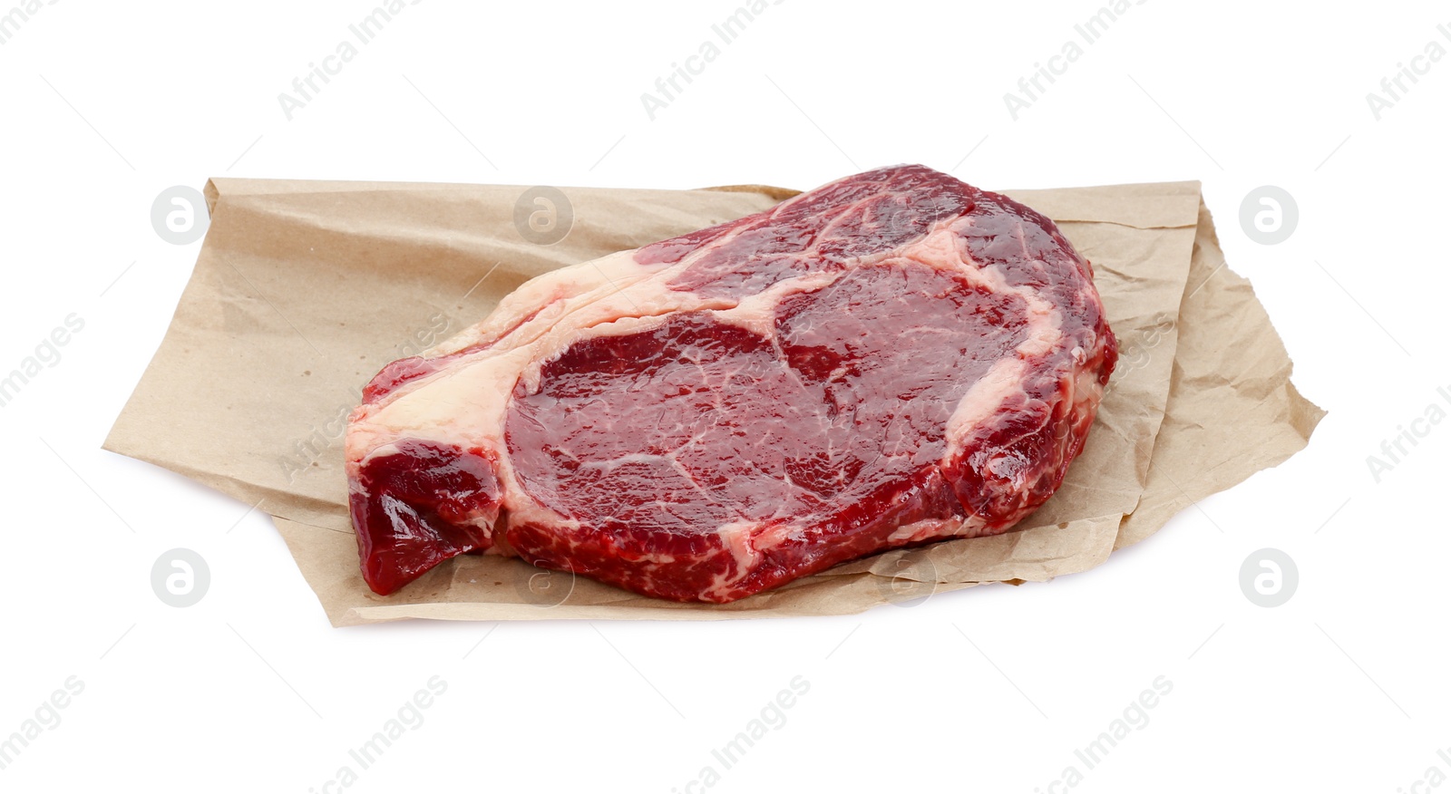 Photo of Piece of fresh beef meat isolated on white