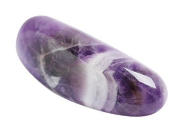 Beautiful purple amethyst chevron gemstone on white background