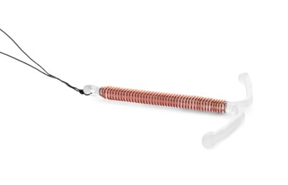 Photo of Copper intrauterine contraceptive device isolated on white